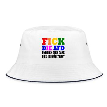 Fck afd - fick die afd - Bucket Hat - Weiß/Navy - Vorne