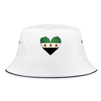 Syrien Flagge in Herz Flaggenherz - Bucket Hat - Weiß/Navy - Vorne