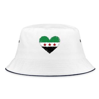 Syrien Flagge in Herz Flaggenherz - Bucket Hat - Weiß/Navy - Vorne