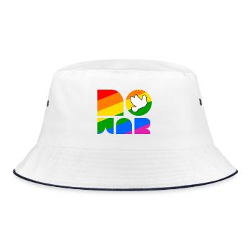 No War LGBTQ Pride Month Shirt - Bucket Hat - Weiß/Navy - Vorne