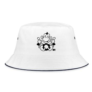 Affe - Bucket Hat - Weiß/Navy - Vorne
