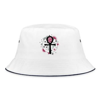 Ankh - Bucket Hat - white/navy - Front