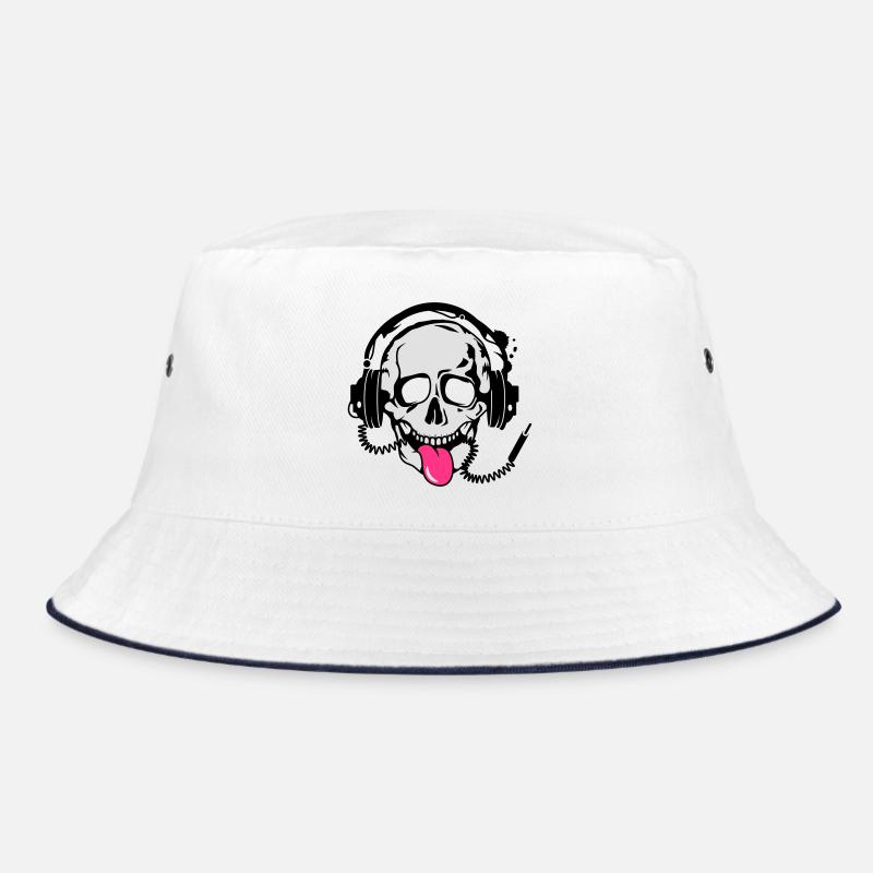 witziger Totenkopf Skull mit Kopfhörer Bucket Hat