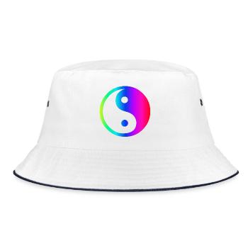 Regenbogen Ying Yang - Bucket Hat - Weiß/Navy - Vorne