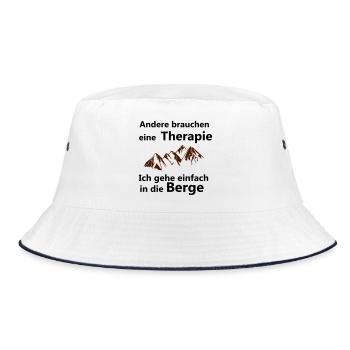 Therapie Berge - Bucket Hat - Weiß/Navy - Vorne