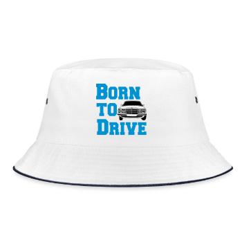 MB W123 , Born to drive ...(25) - Bucket Hat - Weiß/Navy - Vorne