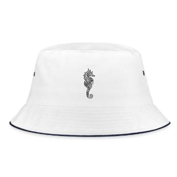 seahorse tattoo mandala cute sea love girl - Bucket Hat - white/navy - Front