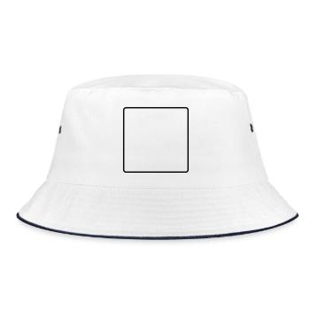 abgerundetes Rechteck - Bucket Hat - Weiß/Navy - Vorne