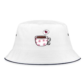 Kaffee Love I Kaffeetasse Comic I Geschenk - Bucket Hat - Weiß/Navy - Vorne