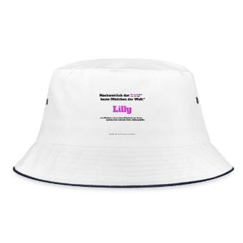 Ich bin Lilly - Lilly als Vorname - Mädchen - Bucket Hat - Weiß/Navy - Vorne