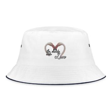 Be trendy with Love - Flamingos Geschenk - Bucket Hat - Weiß/Navy - Vorne