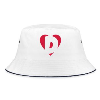 Heart D - I love D - Bucket Hat - white/navy - Front