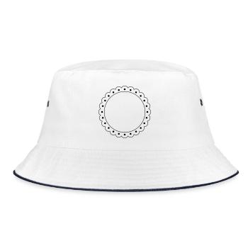 runder Rahmen Kontur Wellenrand - Bucket Hat - Weiß/Navy - Vorne