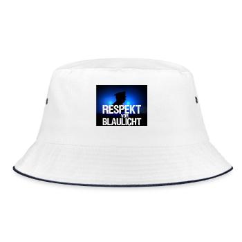 Blaulicht Respekt - Polizei, Polizist, Geschenk - Bucket Hat - Weiß/Navy - Vorne