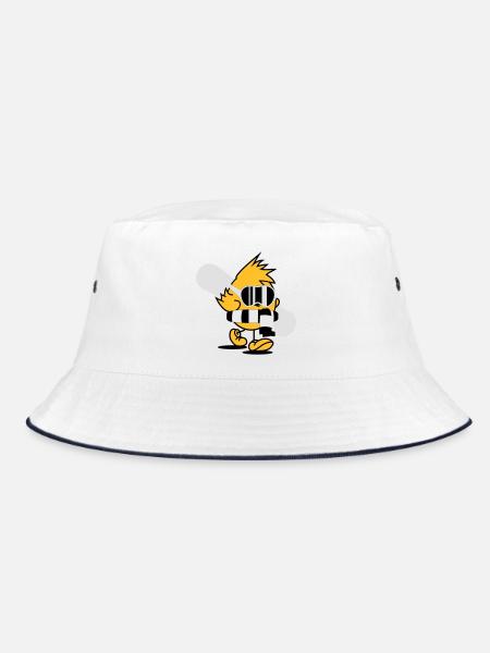 A chick with a snowboard, snowboard goggles and - Bucket Hat - white/navy - Front