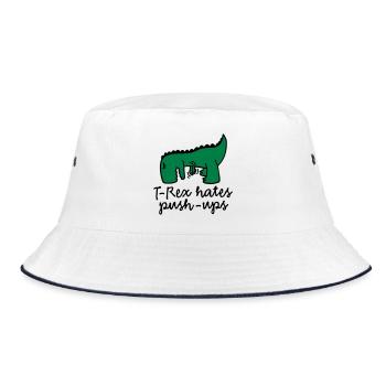 T-Rex hates push-ups - Bucket Hat - white/navy - Front