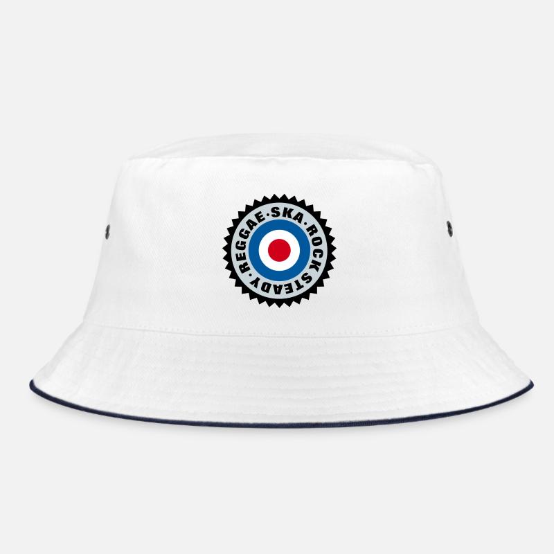 Ska, Rock Steady, Reggae Mod Target - Bucket Hat - Weiß/Navy