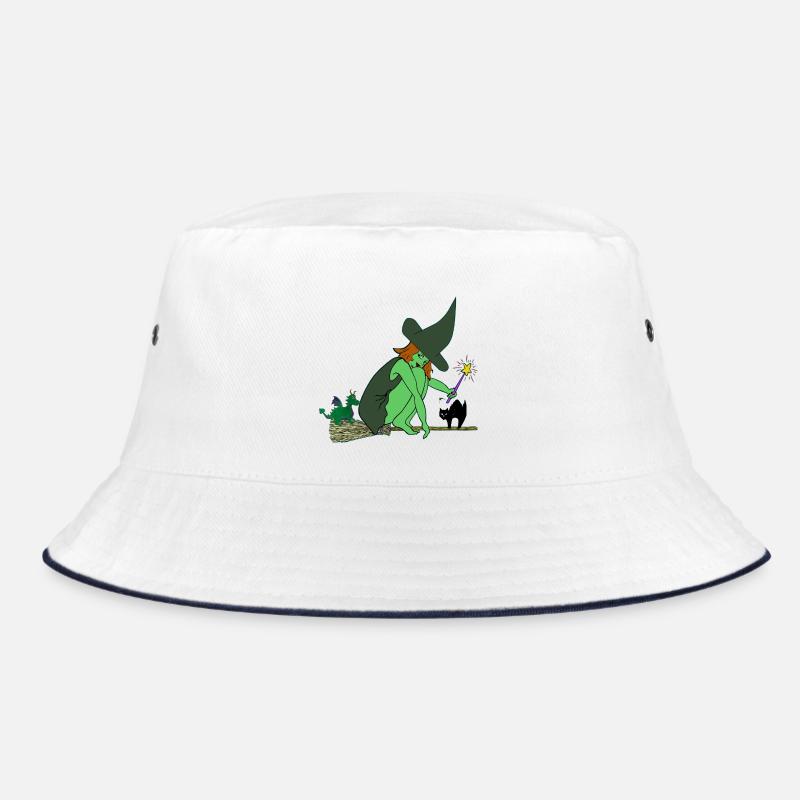 Hexe - Bucket Hat - Weiß/Navy