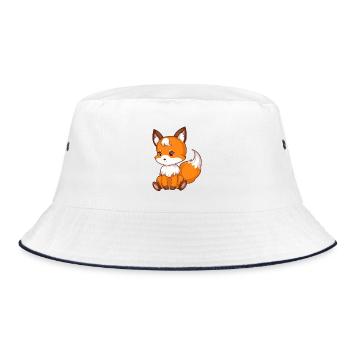 Cute sitting fox - Bucket Hat - white/navy - Front
