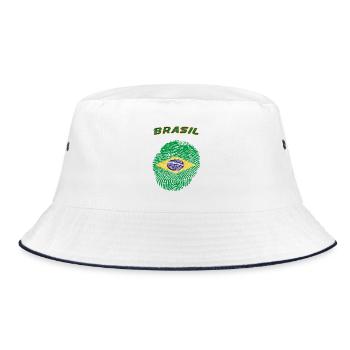Brasilien - Bucket Hat - Weiß/Navy - Vorne