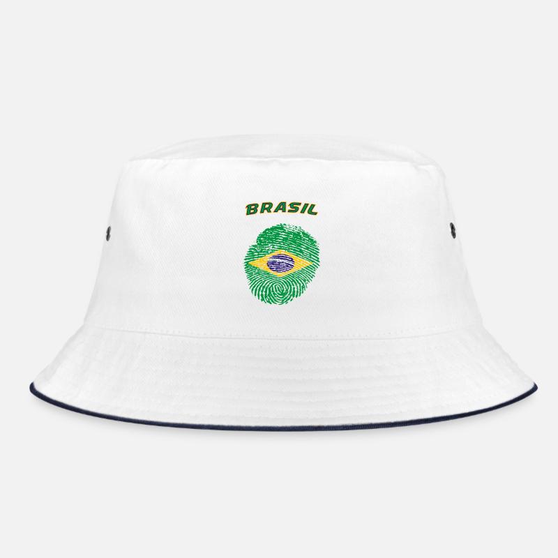 Brasilien - Bucket Hat - Weiß/Navy