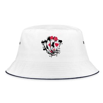 Card game hearts, spades, diamonds, clubs with - Bucket Hat - white/navy - Front