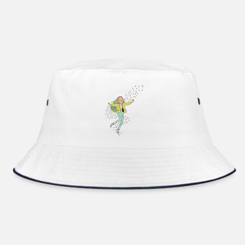 music - Bucket Hat - white/navy