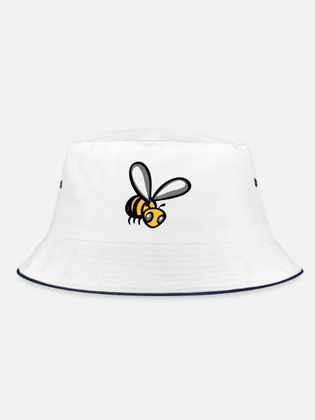 Biene - Bucket Hat - Weiß/Navy - Vorne