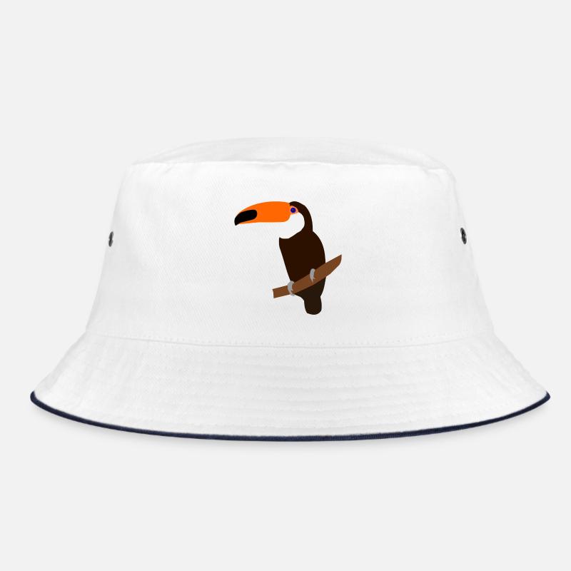 Tukan auf Ast – bunte Illustration - Bucket Hat - Weiß/Navy