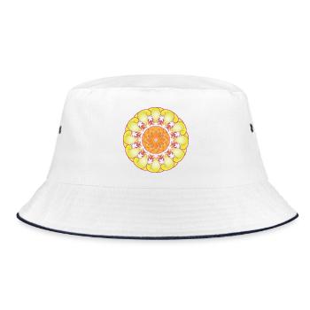 Yellow circle pattern sun flowers gift - Bucket Hat - white/navy - Front