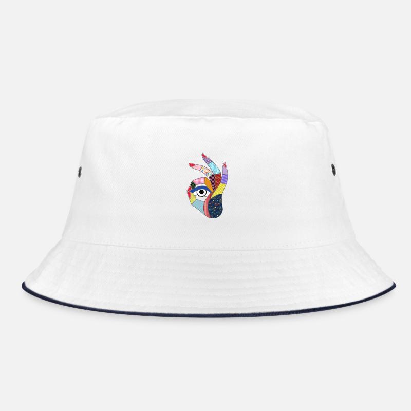 Eye looks through a hand in pop art style Bucket Hat