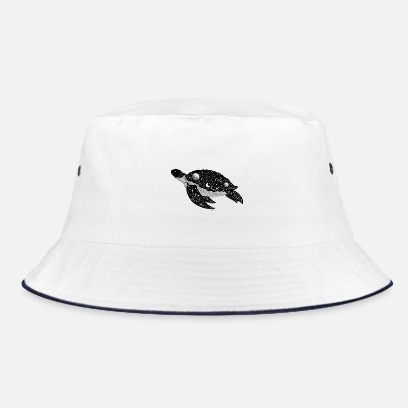 Night Silhouette Turtle - Bucket Hat - white/navy
