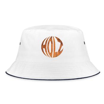 Holz Kugel Holzkugel - Bucket Hat - Weiß/Navy - Vorne