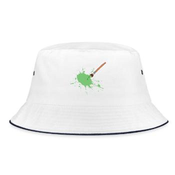 Green Paint Splash with Brush - Bucket Hat - white/navy - Front