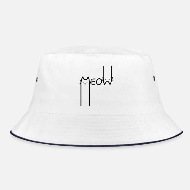 Katze - Bucket Hat - Weiß/Navy