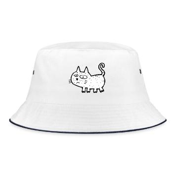 Chat croquis noir et blanc - Bob - blanc/marine - Devant