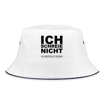 Ich schreie nicht ich bestell Essen - Bucket Hat - Weiß/Navy - Vorne