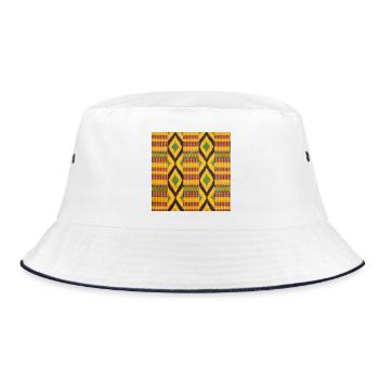 Green, yellow and black colored diamond patterns - Bucket Hat - white/navy - Front
