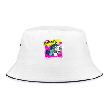Montags könnt ich... Lustiges Einhorn Design - Bucket Hat - Weiß/Navy - Vorne