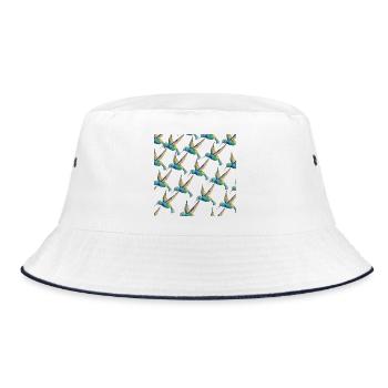 Humming Bird Pattern Bird Lovers Gift Design - Bucket Hat - white/navy - Front