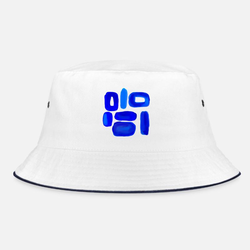 Blue Sky Abstraktes Design - Bucket Hat - Weiß/Navy