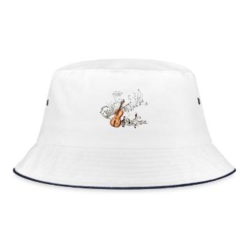 Music Violin with harpsichord and floral elements - Bucket Hat - white/navy - Front