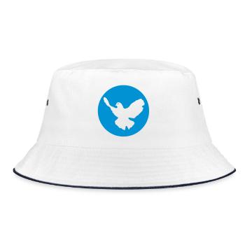 Friedenstaube & internationales Friedenszeichen - Bucket Hat - Weiß/Navy - Vorne