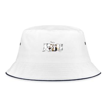 Katzenkreis der Calico-Freunde - Bucket Hat - Weiß/Navy - Vorne