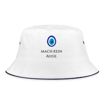Mach kein Auge - Bucket Hat - Weiß/Navy - Vorne