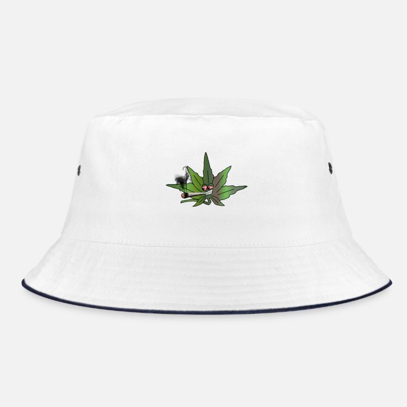 Grünes Blatt mit Joint Cartoon Bucket Hat