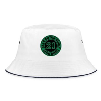 Trisomie 21 | Alle guten Dinge sind drei - Bucket Hat - Weiß/Navy - Vorne