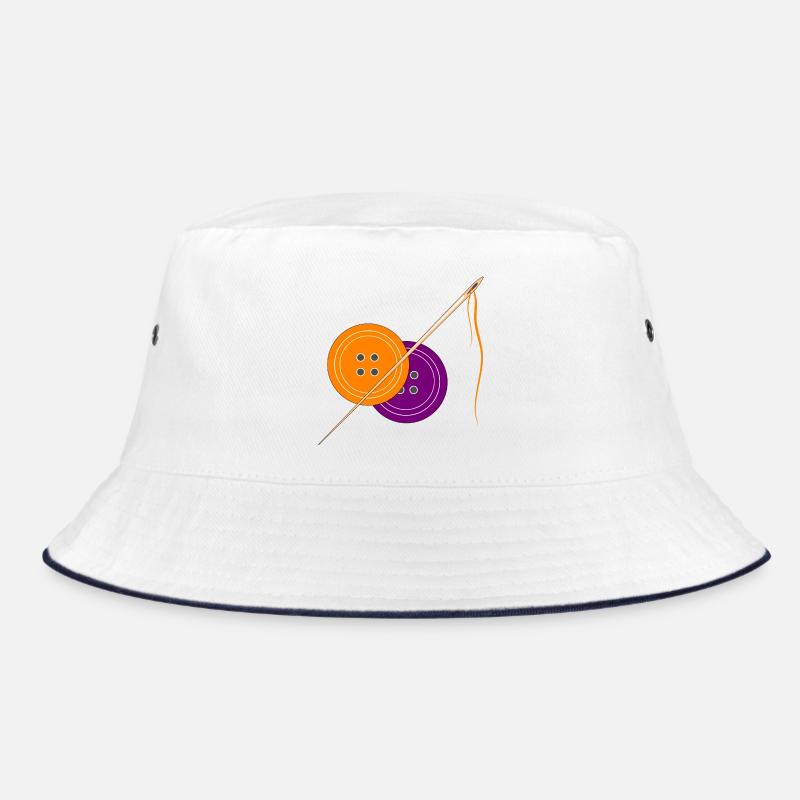 Creative sewing button pattern in vintage style Bucket Hat