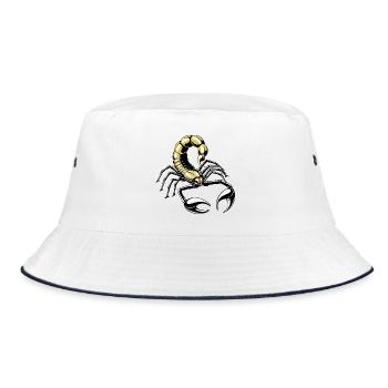 scorpion - gold - yellow - Bucket Hat - white/navy - Front