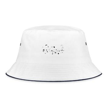 Mondscheiben Kosmos Muster - Bucket Hat - Weiß/Navy - Vorne